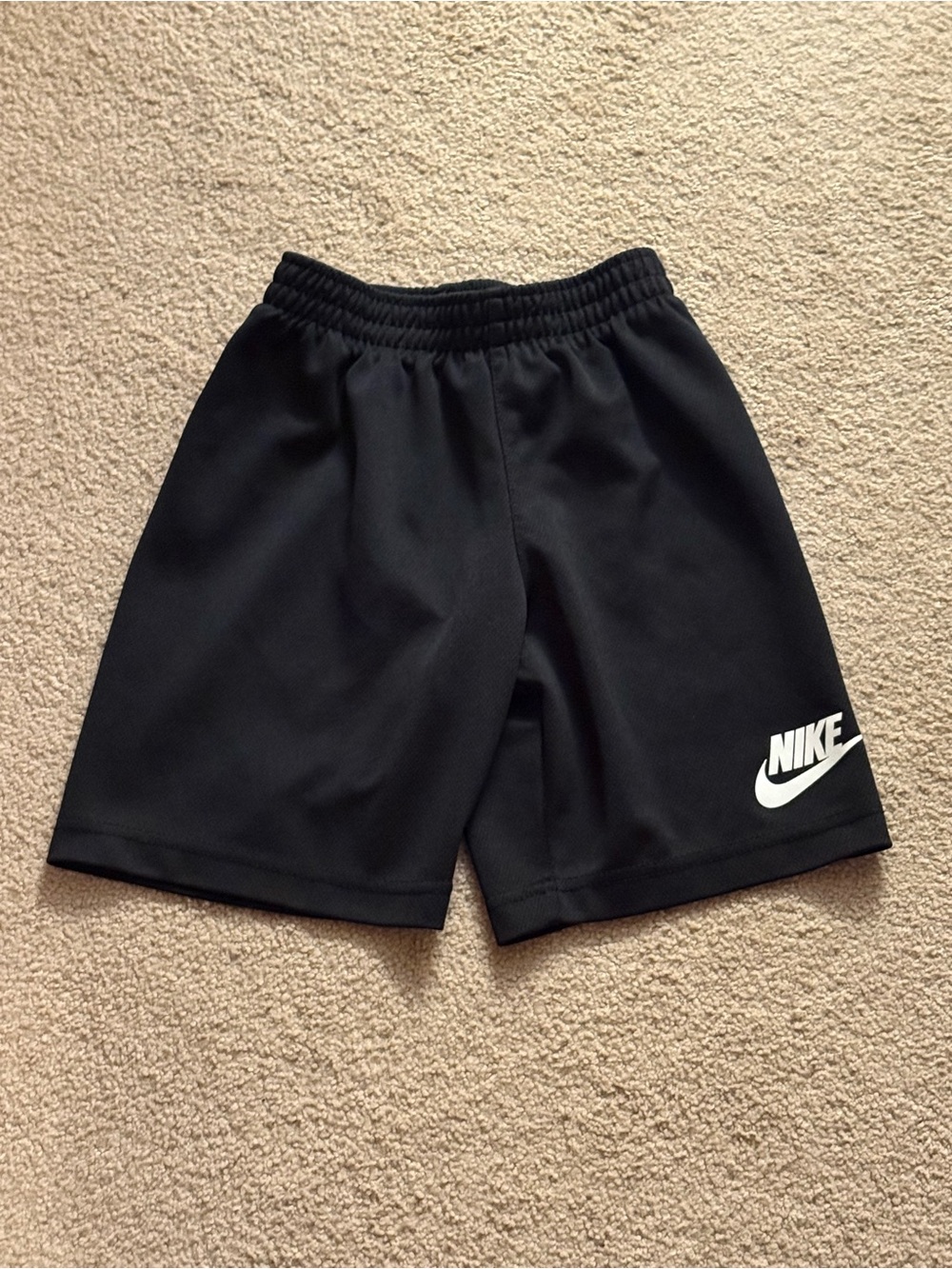 Nike Boys Black Athletic Performance Shorts White Logo Size 7